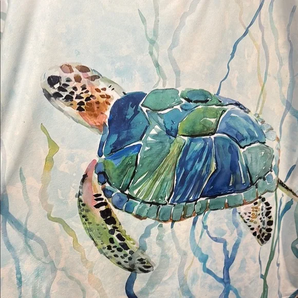 Temu Sea Turtle Graphic Seaweed Ocean Blouse 5X - Picture 2 of 7